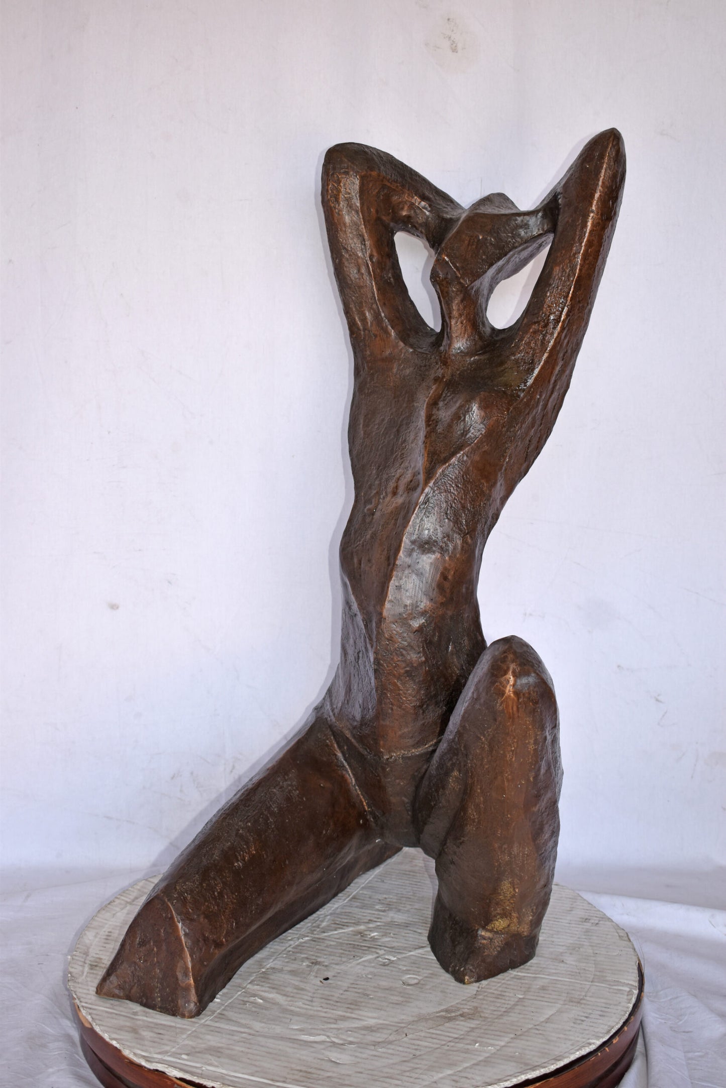 Modern Art Women Enjoying the Sun Bronze Statue - Size: 20"L x 13"W x 34"H.