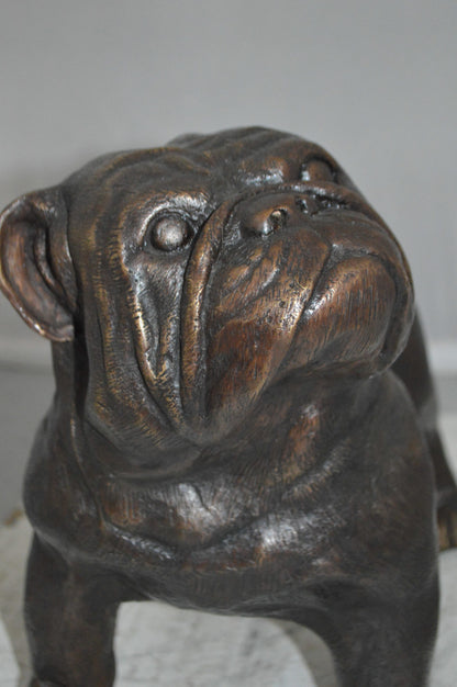 Bulldog Bronze Statue -  Size: 20"L x 9"W x 15"H.