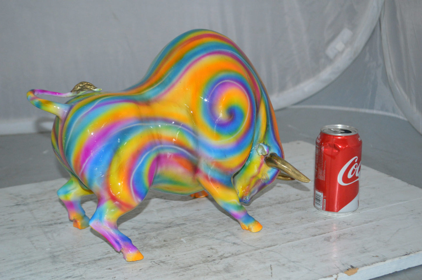 Fat Modern Bull Bronze Statue -  Size: 16"L x 7"W x 12"H.