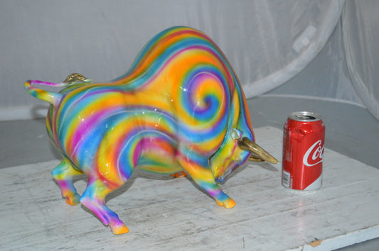 Fat Modern Bull Bronze Statue -  Size: 16"L x 7"W x 12"H.