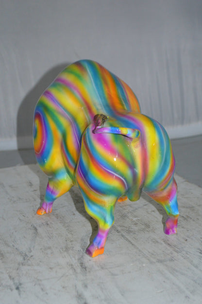 Fat Modern Bull Bronze Statue -  Size: 16"L x 7"W x 12"H.