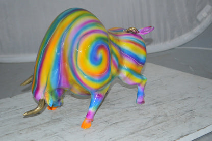 Fat Modern Bull Bronze Statue -  Size: 16"L x 7"W x 12"H.