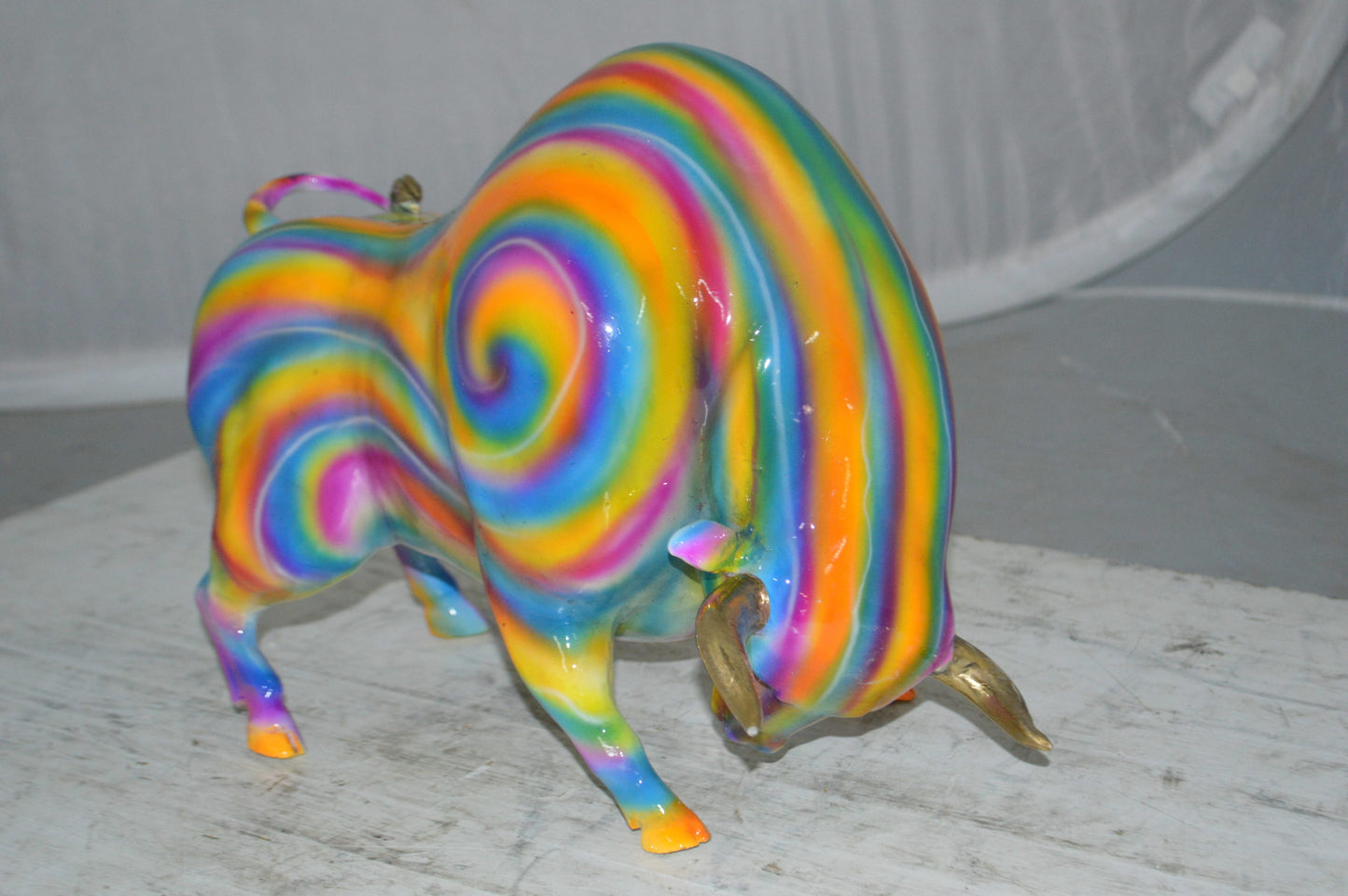 Fat Modern Bull Bronze Statue -  Size: 16"L x 7"W x 12"H.