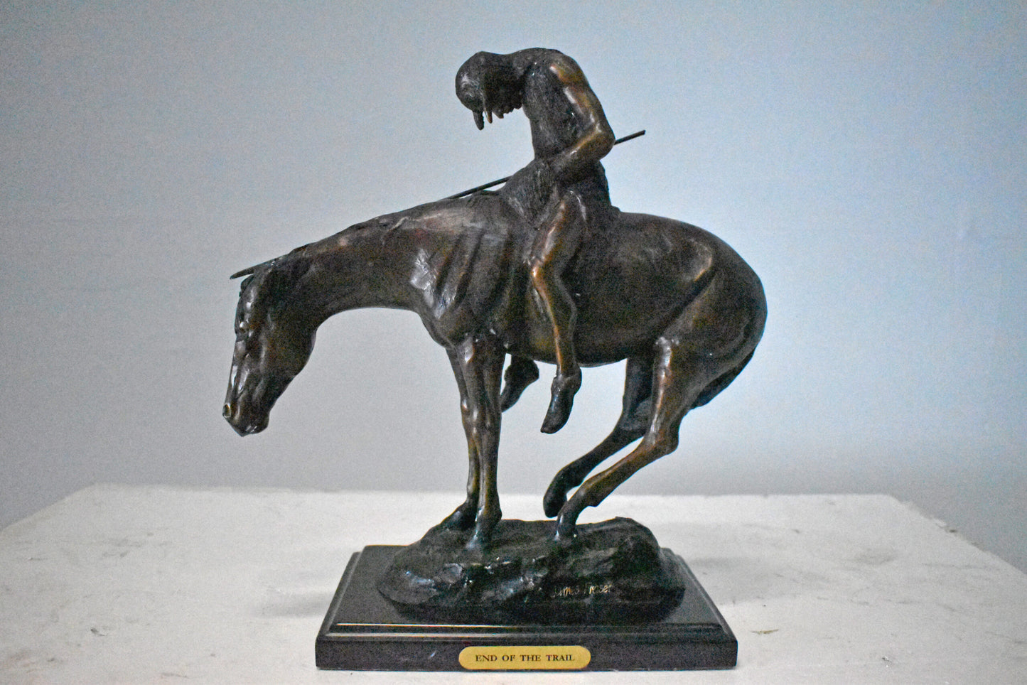 James Fraser Replica End of the Trail Bronze Statue - Size: 15"L x 6"W x 15"H.
