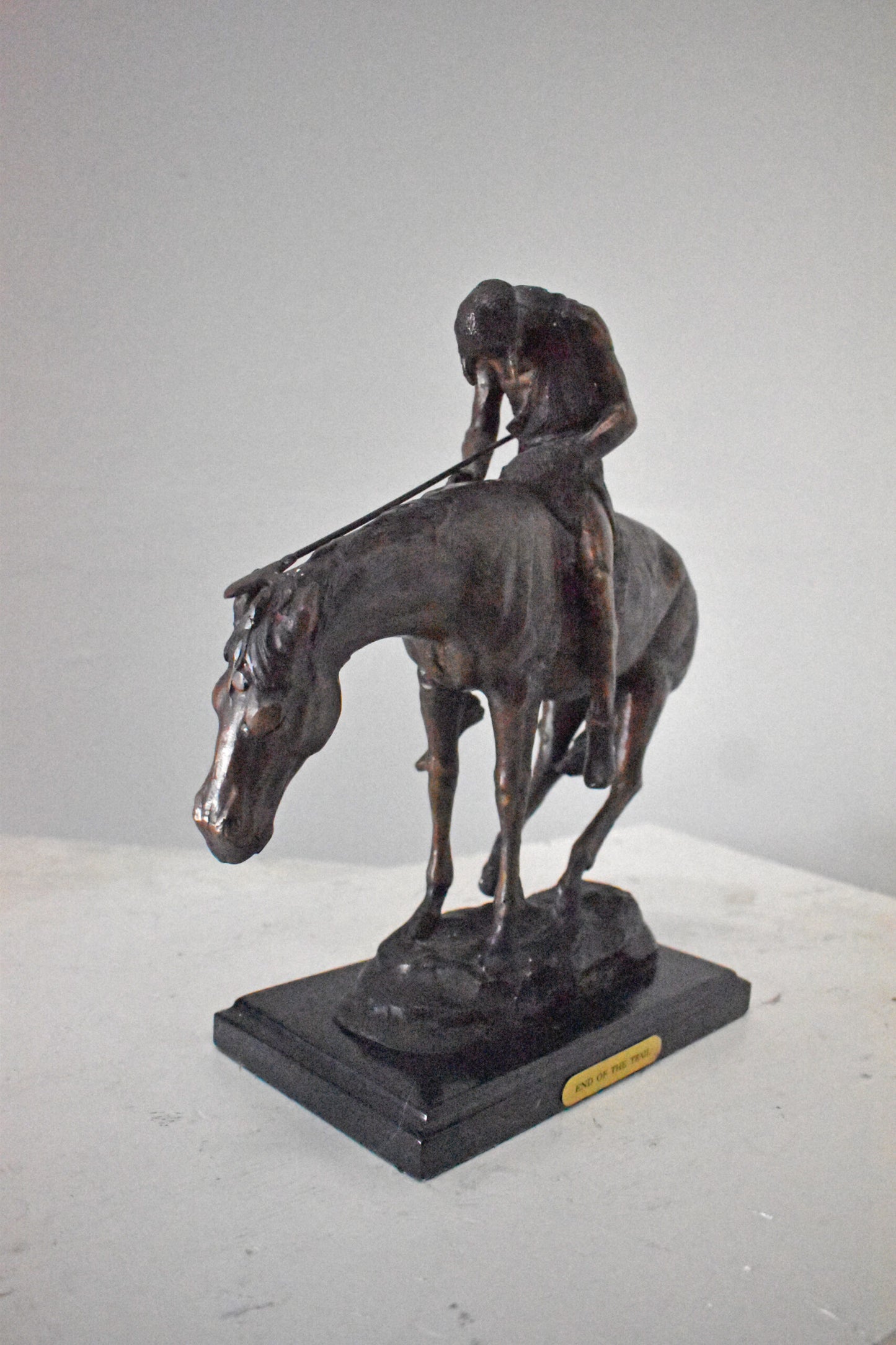 James Fraser Replica End of the Trail Bronze Statue - Size: 15"L x 6"W x 15"H.