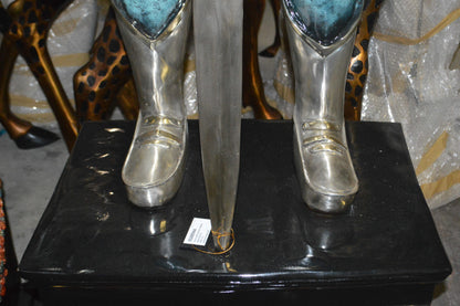 A Pair of Roman Soldiers standing with armor Bronze Statues -  22"x 31"x 93"H.