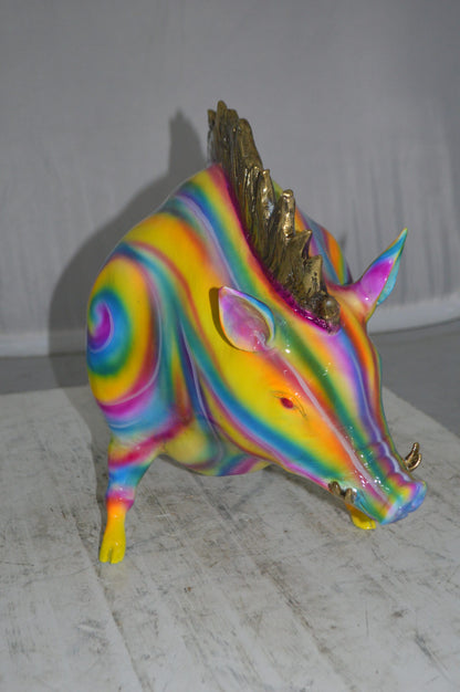 Fat Modern Boar Bronze Statue -  Size: 22"L x 9"W x 15"H.