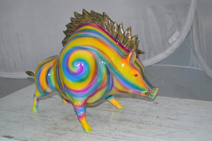 Fat Modern Boar Bronze Statue -  Size: 22"L x 9"W x 15"H.