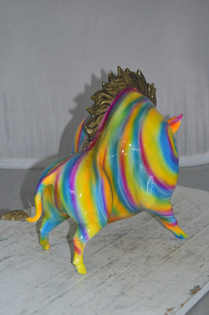 Fat Modern Boar Bronze Statue -  Size: 22"L x 9"W x 15"H.