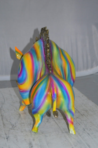 Fat Modern Boar Bronze Statue -  Size: 22"L x 9"W x 15"H.