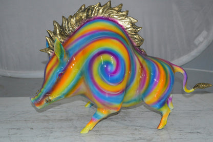 Fat Modern Boar Bronze Statue -  Size: 22"L x 9"W x 15"H.