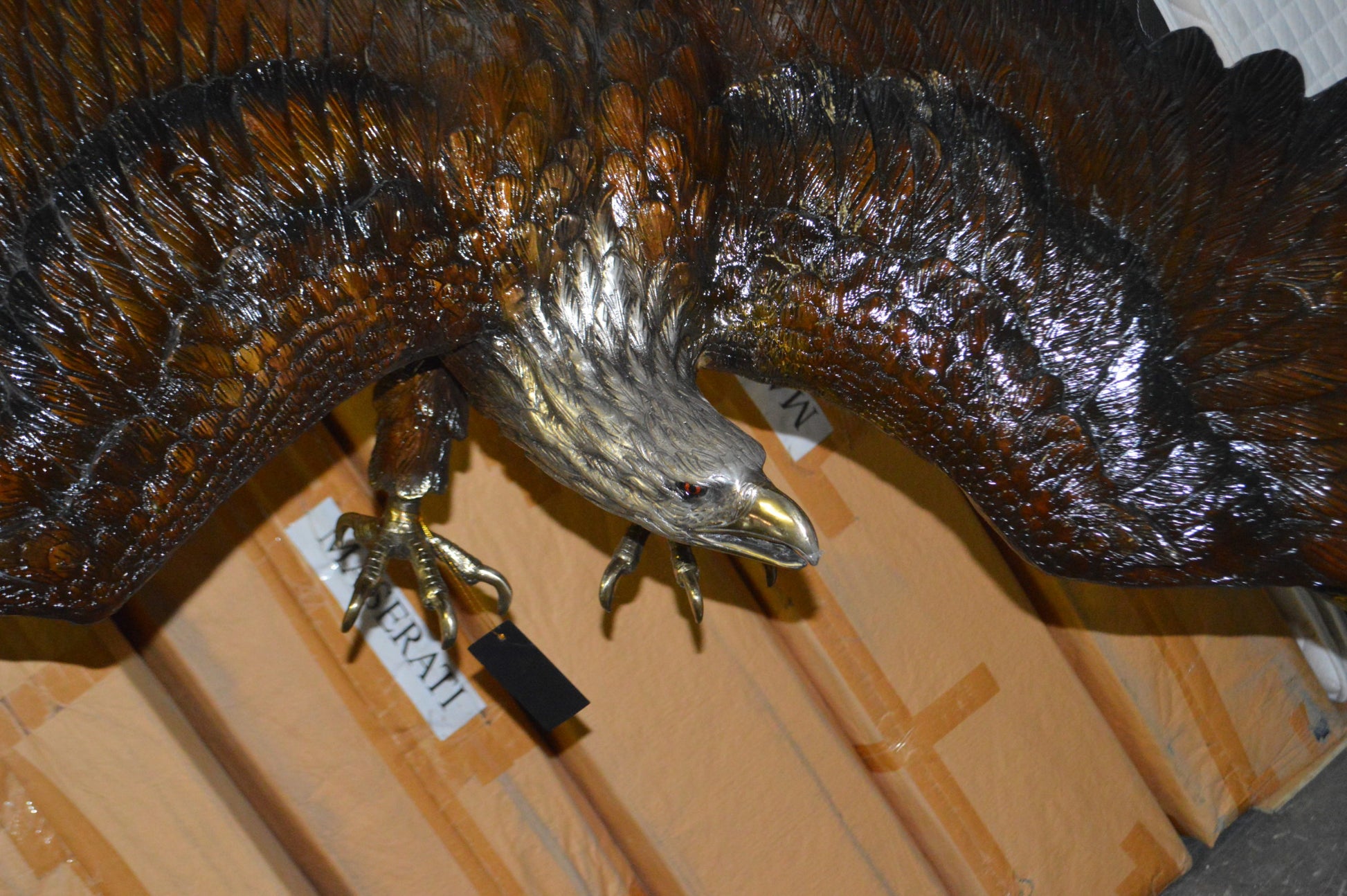 Eagle Flying To The Right Bronze Statue  -  Size: 22"L x 63"W x 67"H. 