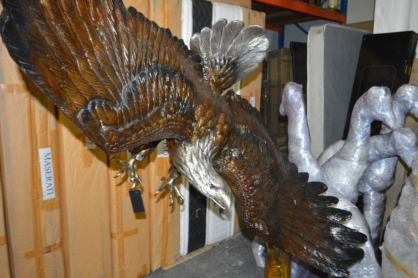 Eagle Flying To The Right Bronze Statue  -  Size: 22"L x 63"W x 67"H. 