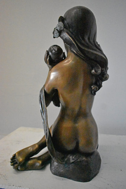 Beautiful Girl Holding a Shell Bronze Statue Fountain - Size: 17" x 15" x 26"H.