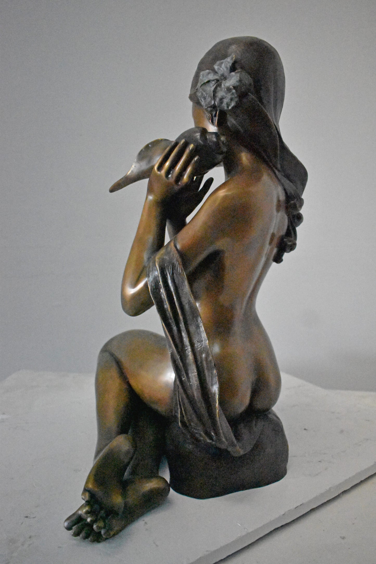 Beautiful Girl Holding a Shell Bronze Statue Fountain - Size: 17" x 15" x 26"H.