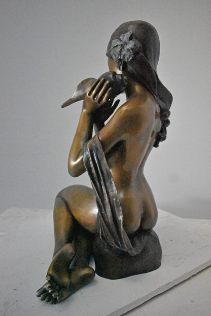 Beautiful Girl Holding a Shell Bronze Statue Fountain - Size: 17" x 15" x 26"H.