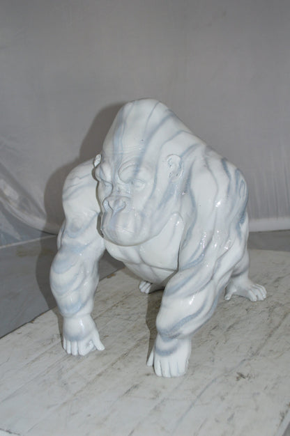 Modern King Kong Grey white Bronze Statue -  Size: 15"L x 13"W x 17"H.
