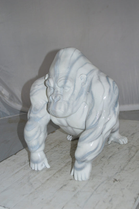 Modern King Kong Grey white Bronze Statue -  Size: 15"L x 13"W x 17"H.
