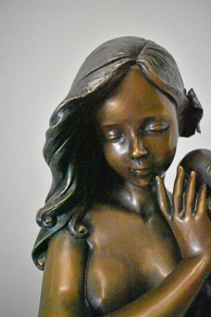 Beautiful Girl Holding a Shell Bronze Statue Fountain - Size: 17" x 15" x 26"H.