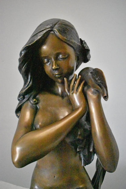 Beautiful Girl Holding a Shell Bronze Statue Fountain - Size: 17" x 15" x 26"H.