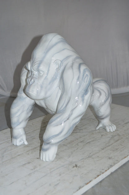 Modern King Kong Grey white Bronze Statue -  Size: 15"L x 13"W x 17"H.