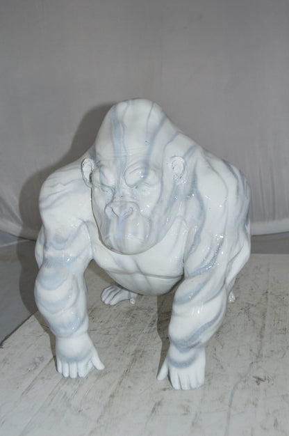 Modern King Kong Grey white Bronze Statue -  Size: 15"L x 13"W x 17"H.