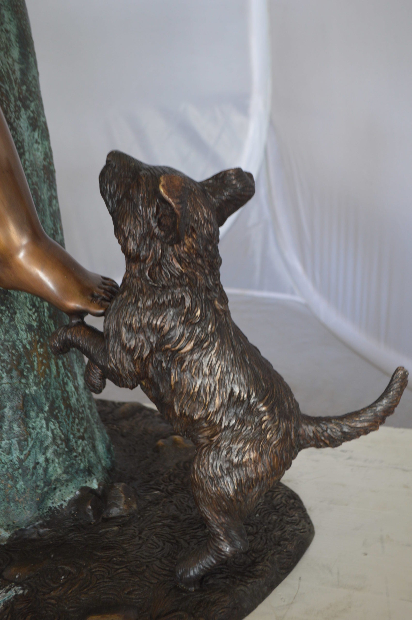 Boy Sitting on a Tree with Mailbox Bronze Statue -  Size: 22"L x 23"W x 49"H. 