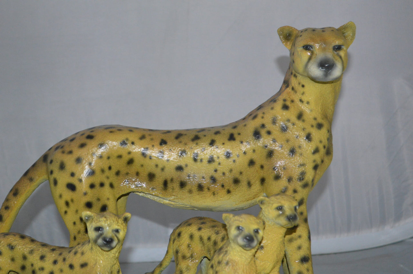 Cheetah Family Bronze Statue on Marble -  Size: 24"L x 14"W x 18"H.