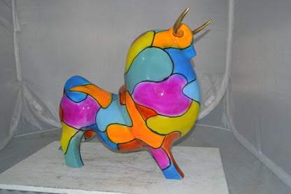 Modern Bull Bronze Statue -  Size: 26"L x 12"W x 23"H.