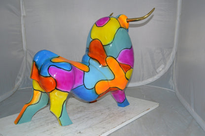 Modern Bull Bronze Statue -  Size: 26"L x 12"W x 23"H.