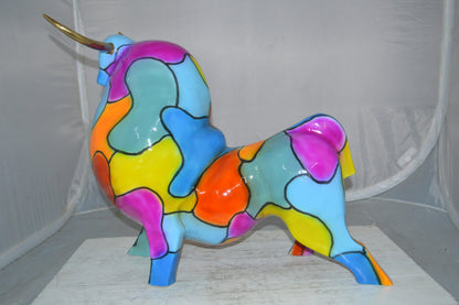 Modern Bull Bronze Statue -  Size: 26"L x 12"W x 23"H.