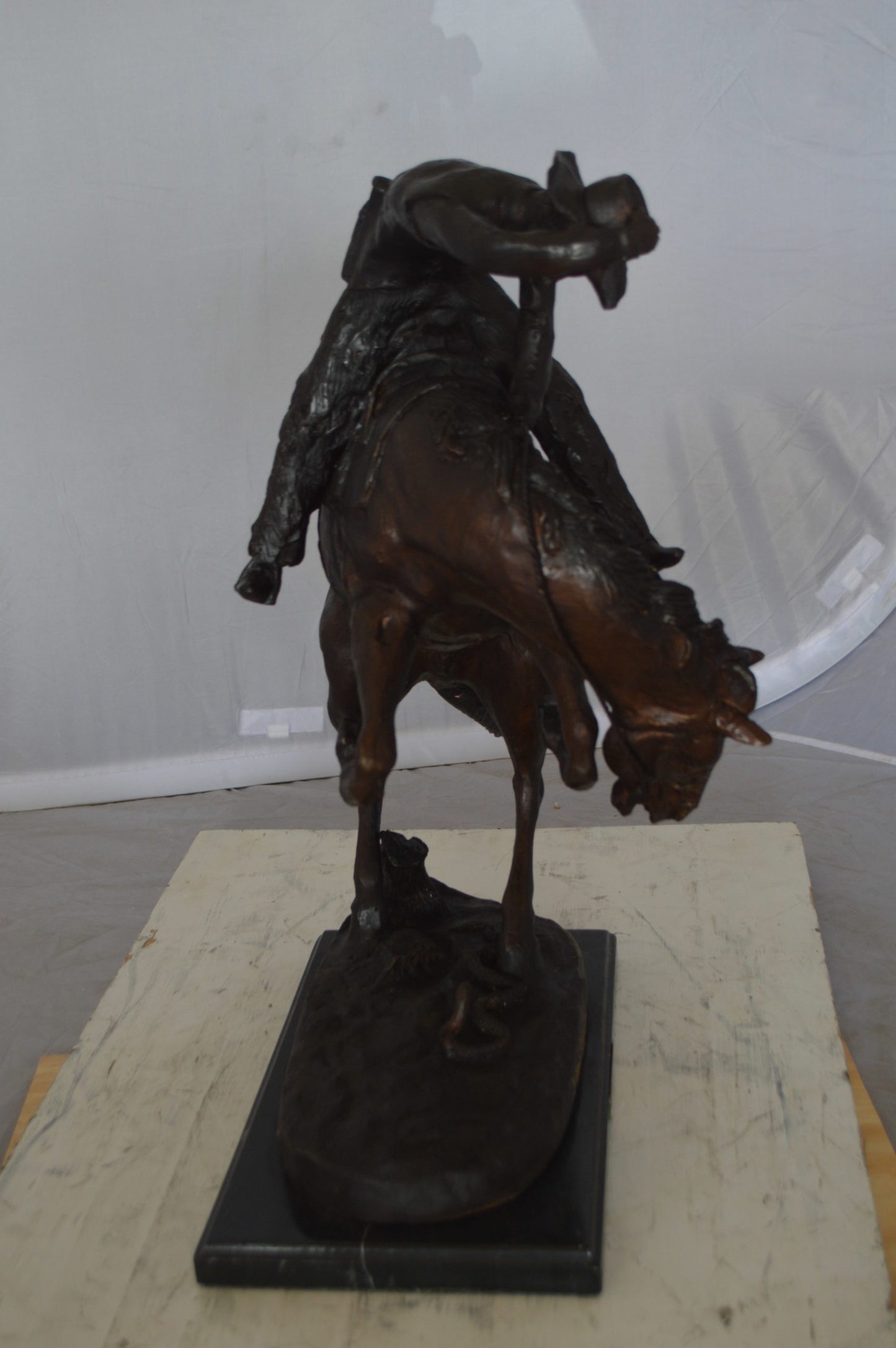 Rattlesnake by Remington Bronze Statue -  Size: 16"L x 13"W x 22"H. 