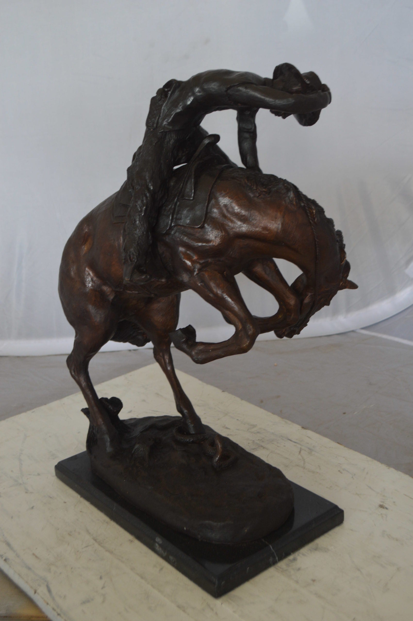 Rattlesnake by Remington Bronze Statue -  Size: 16"L x 13"W x 22"H. 