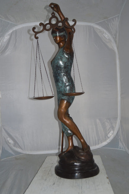 Lady Justice Large Bronze Statue -  Size: 22"L x 13"W x 44"H.