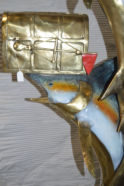 Two Sailfish Mailbox Bronze Statue -  Size: 45"L x 33"W x 74"H.