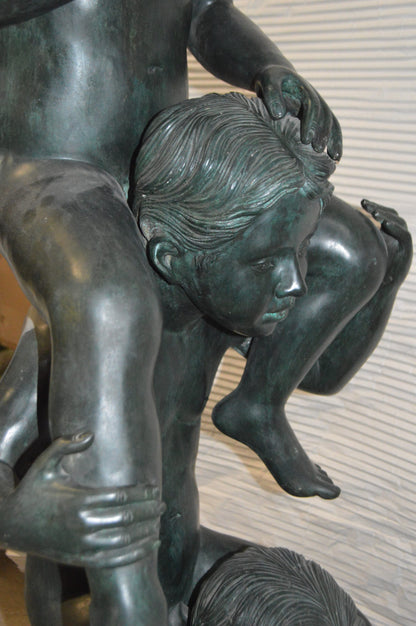 Three kids on Each other fountain Bronze Statue -  Size: 20"L x 27"W x 64"H.