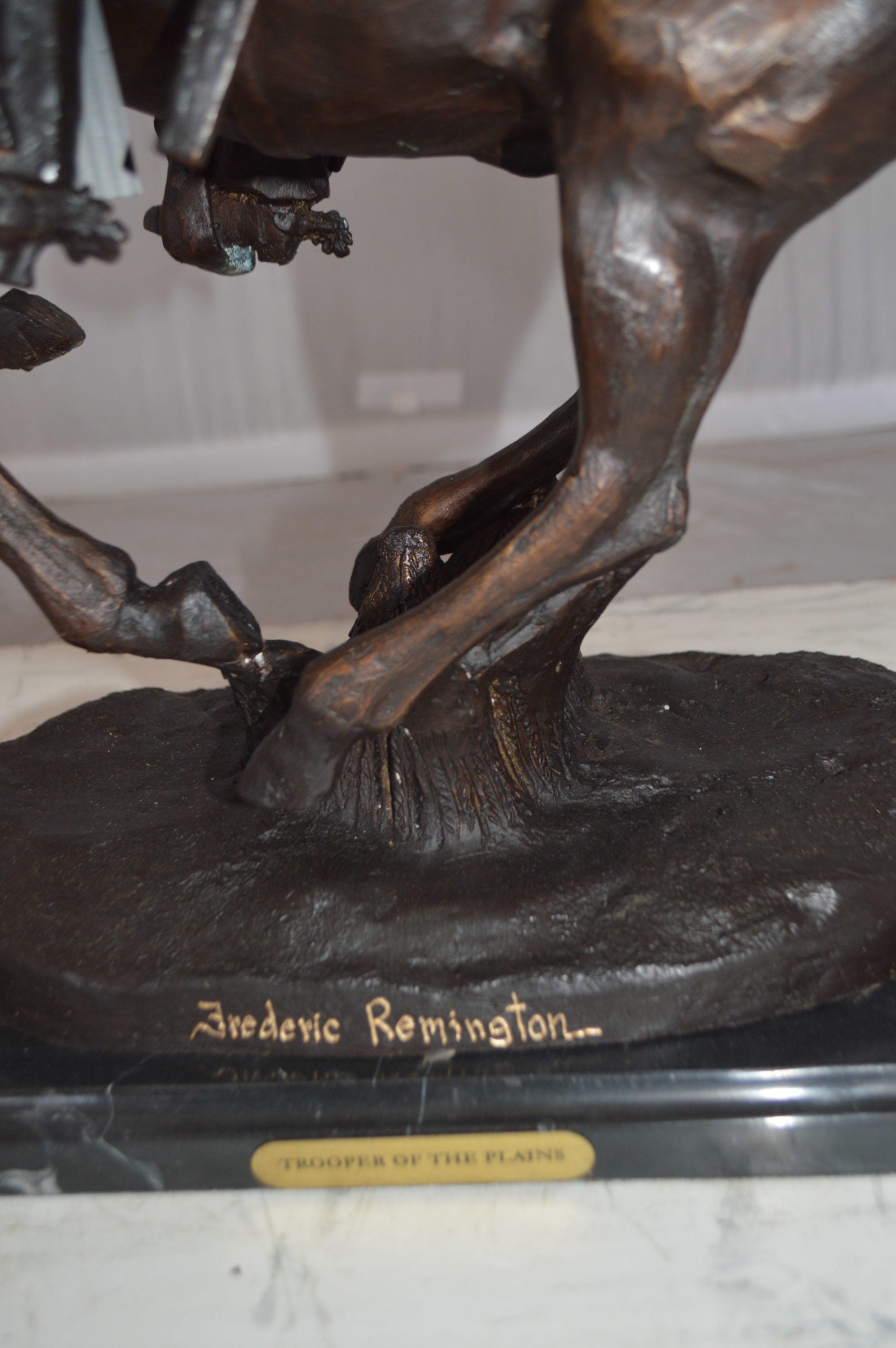 Trooper of the Plains Bronze Statue by Remington -  Size: 9"L x 22"W x 22"H. 