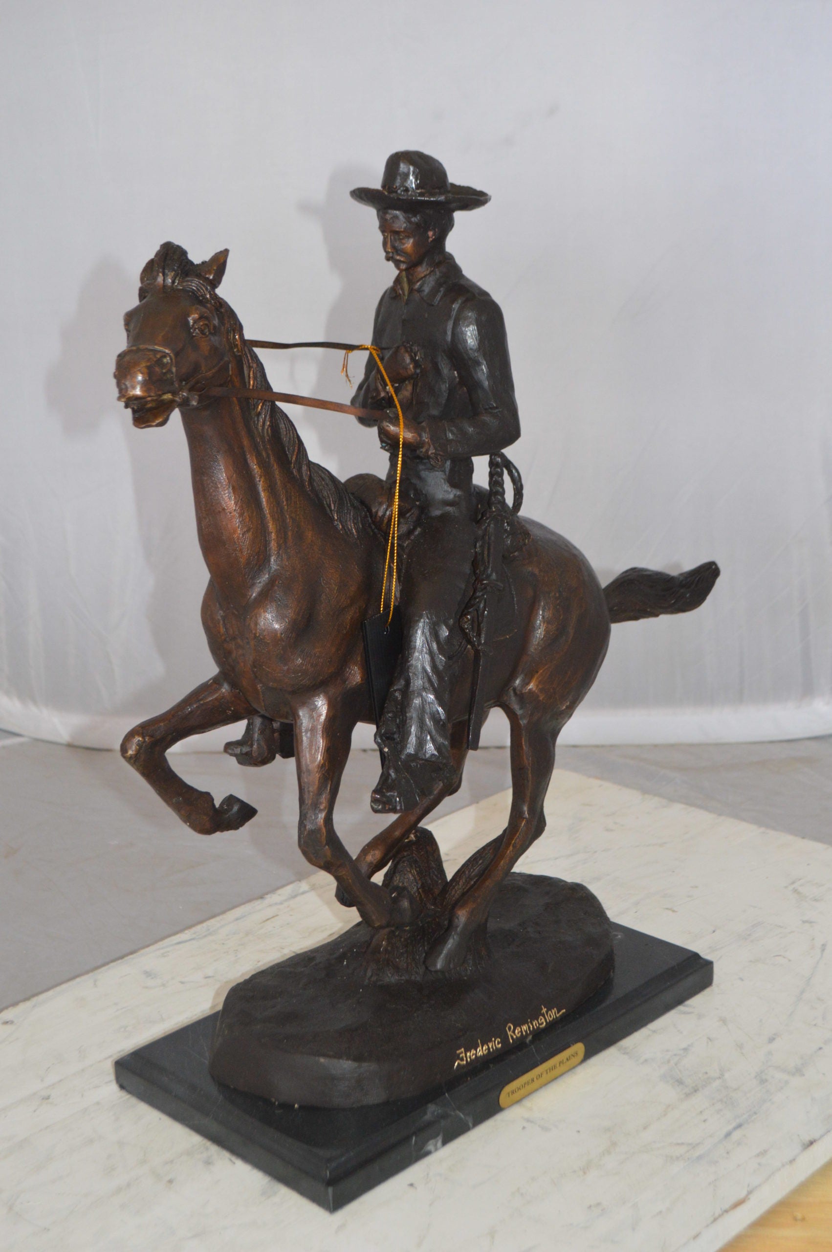 Trooper of the Plains Bronze Statue by Remington -  Size: 9"L x 22"W x 22"H. 