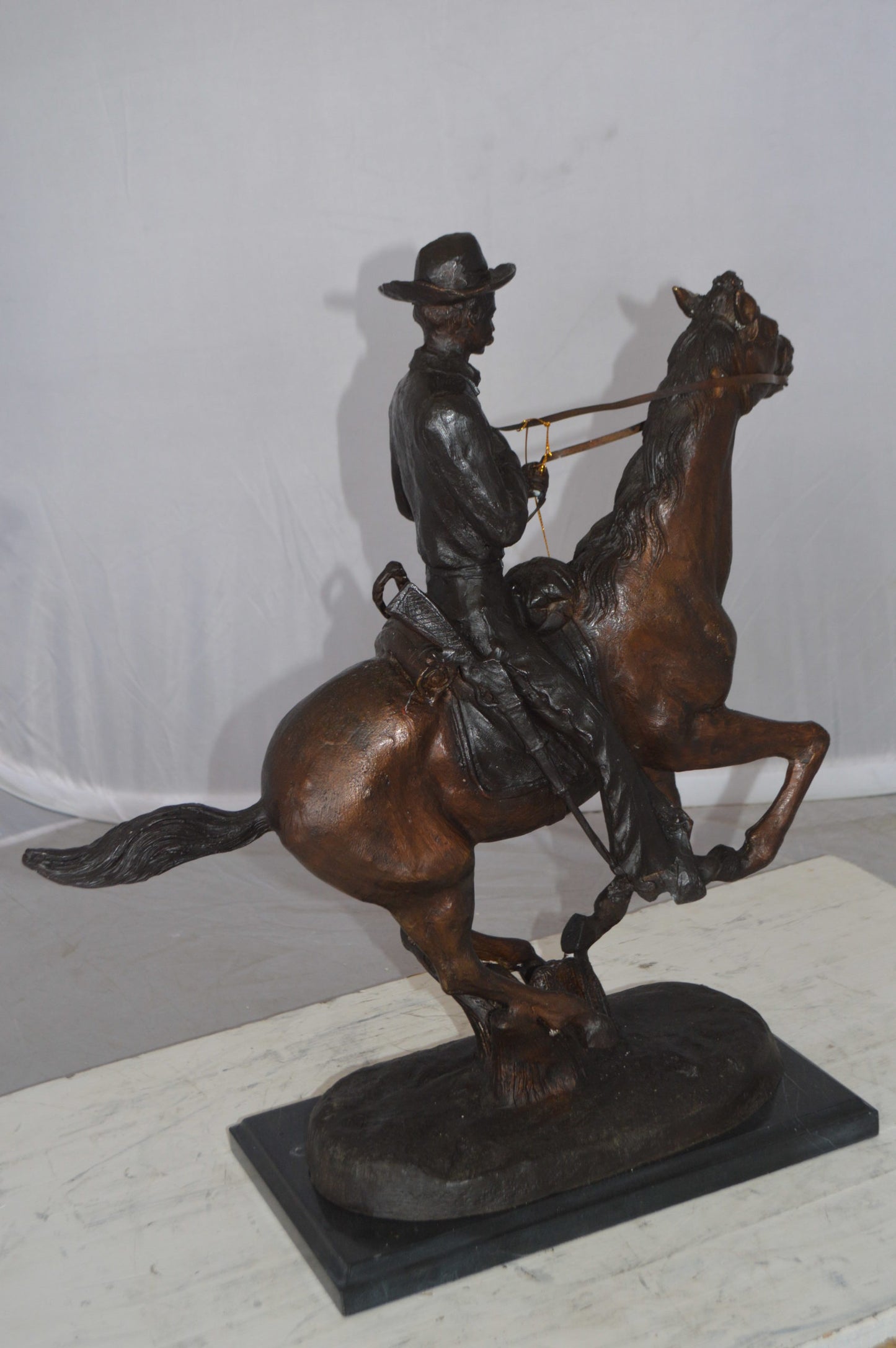 Trooper of the Plains Bronze Statue by Remington -  Size: 9"L x 22"W x 22"H. 