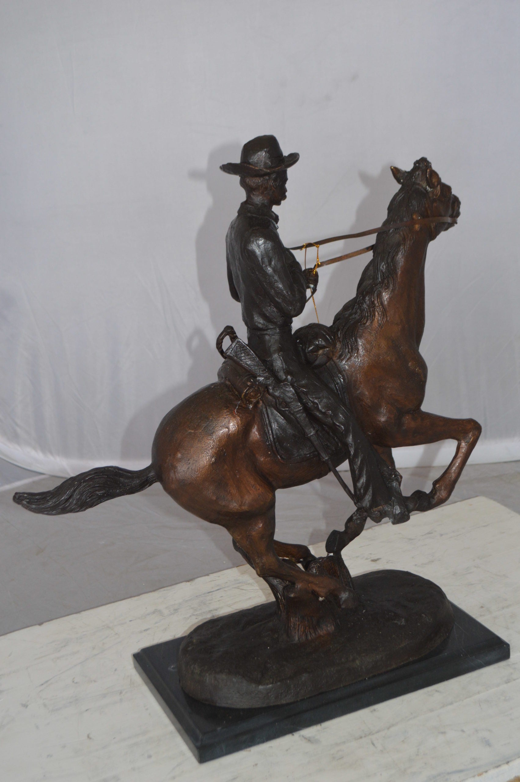 Trooper of the Plains Bronze Statue by Remington -  Size: 9"L x 22"W x 22"H. 