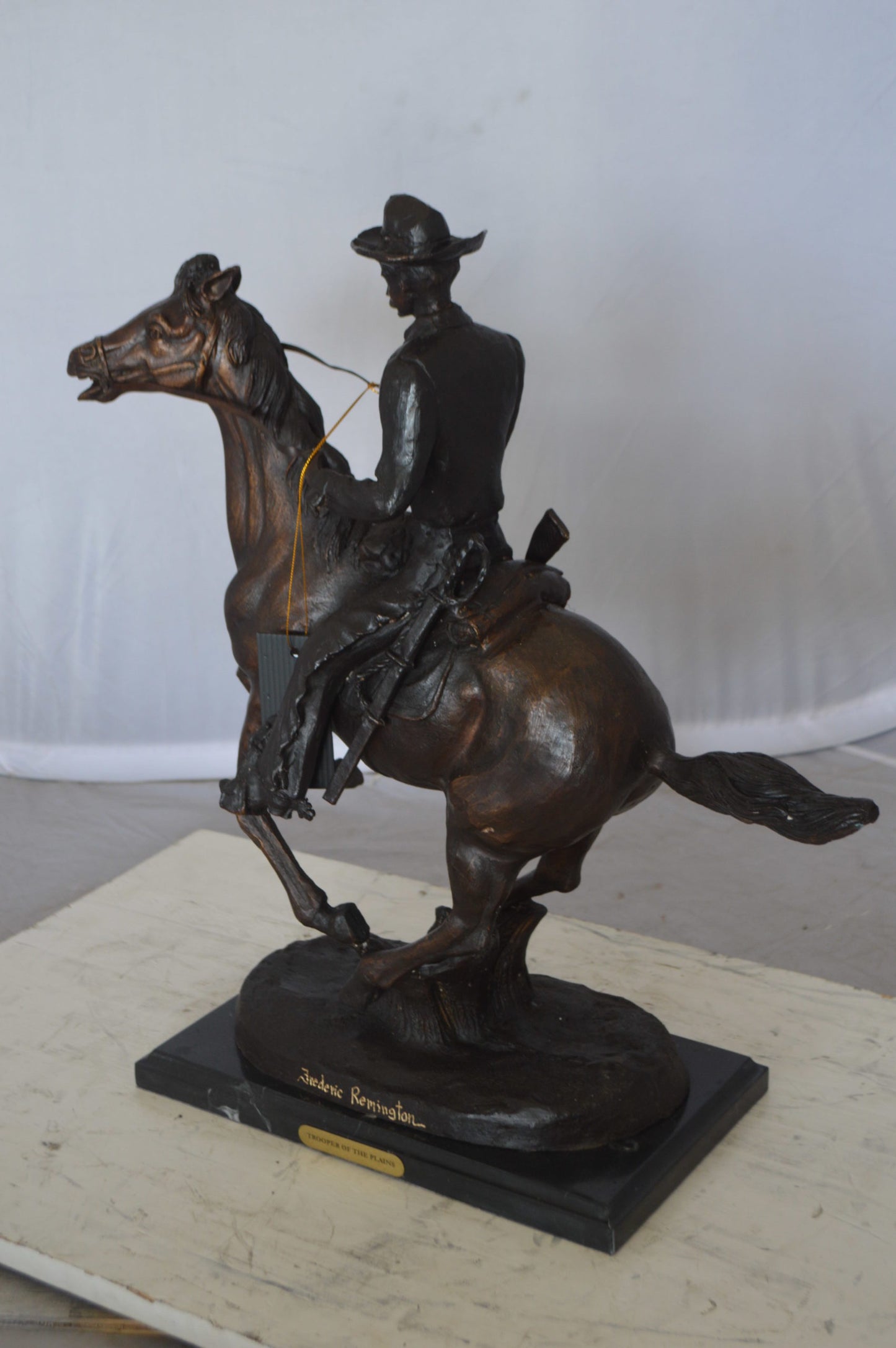 Trooper of the Plains Bronze Statue by Remington -  Size: 9"L x 22"W x 22"H. 