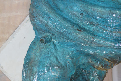 Single Dolphin  On Wave Fountain Bronze Statue -  Size: 48"L x 24"W x 53"H. 