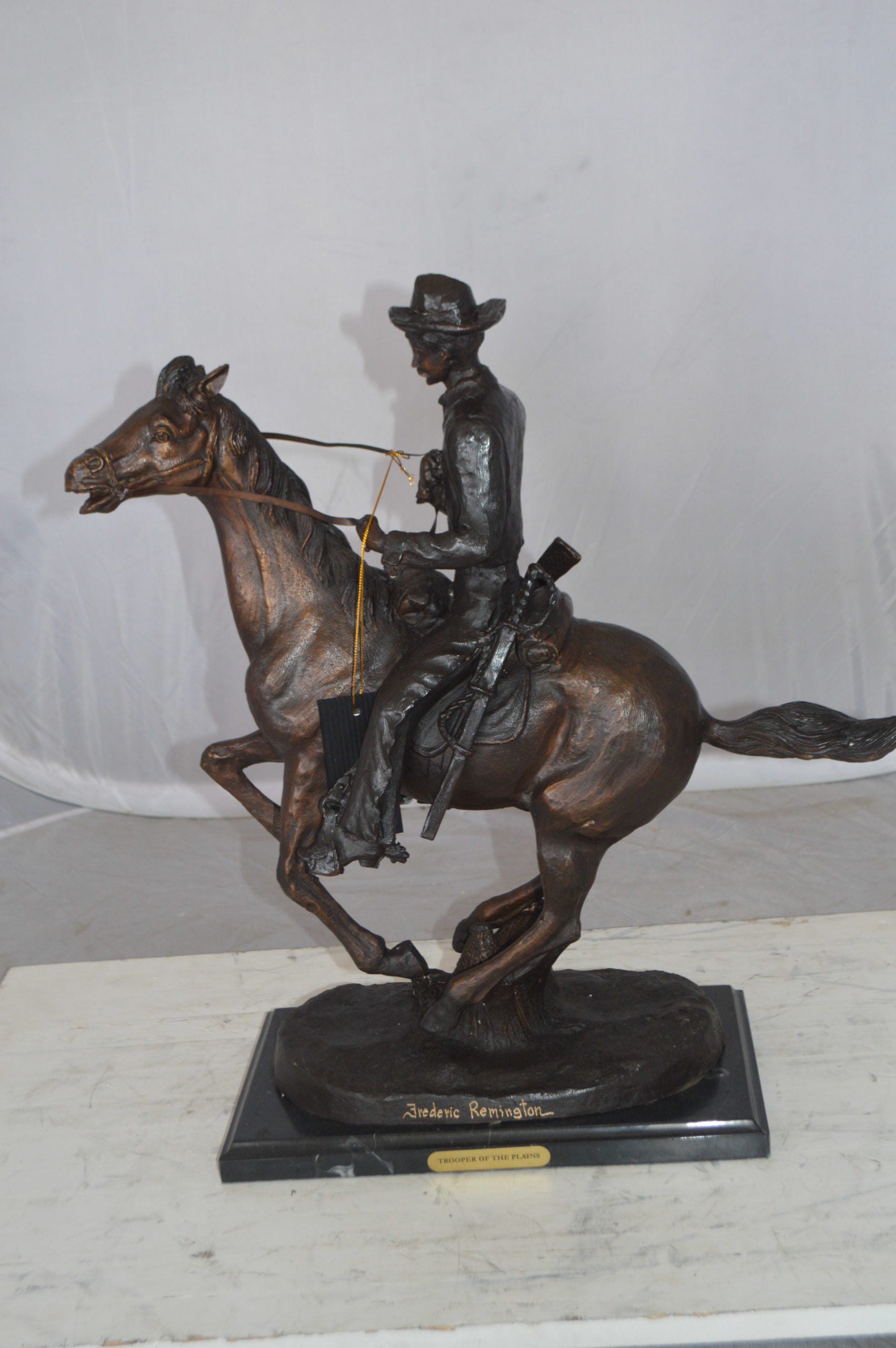 Trooper of the Plains Bronze Statue by Remington -  Size: 9"L x 22"W x 22"H. 