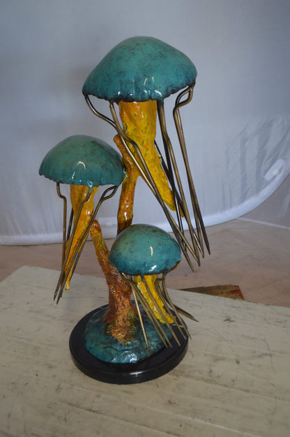 Three Jellyfish Bronze Statue -  Size: 12"L x 10"W x 22"H. 