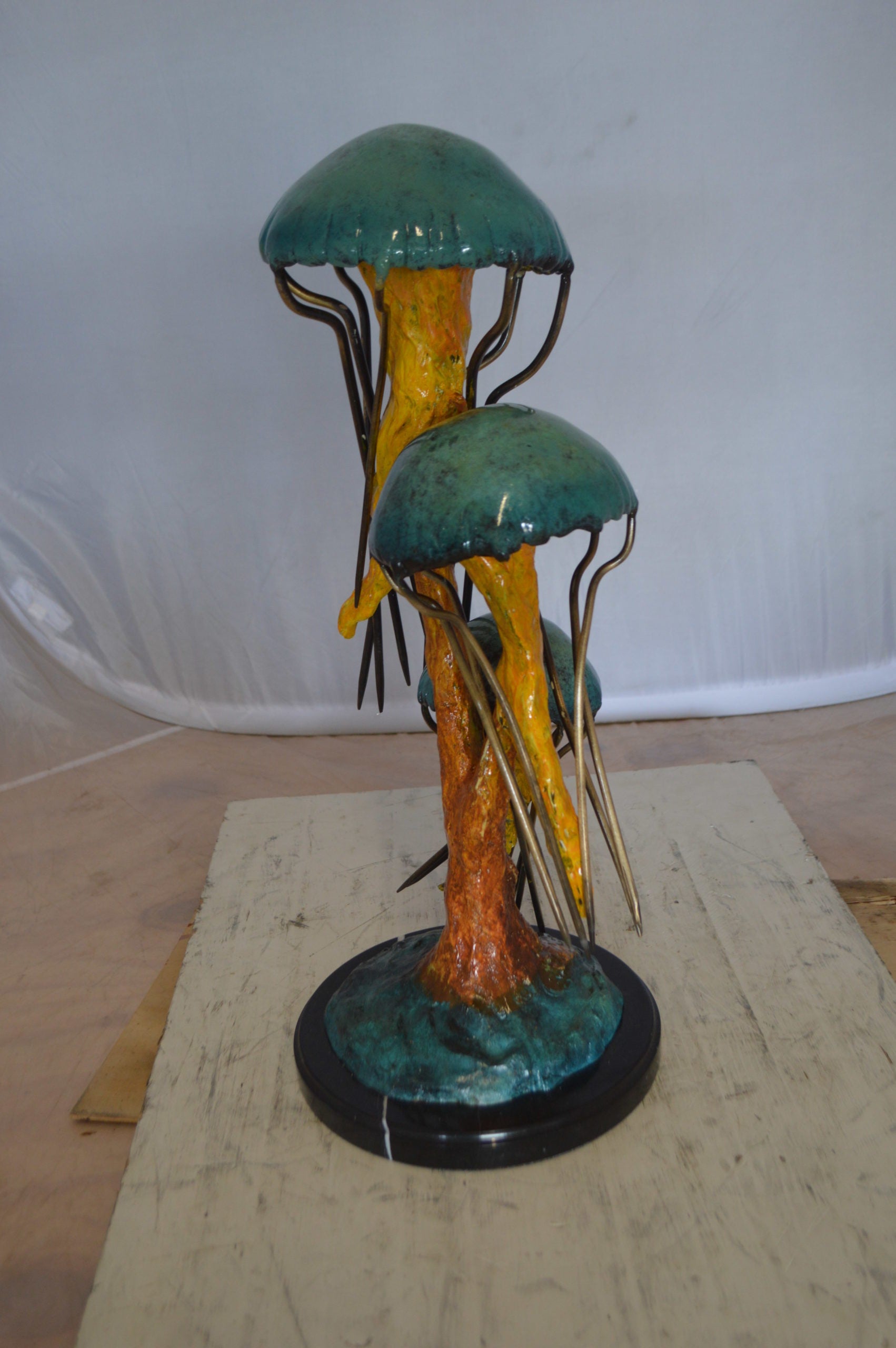 Three Jellyfish Bronze Statue -  Size: 12"L x 10"W x 22"H. 