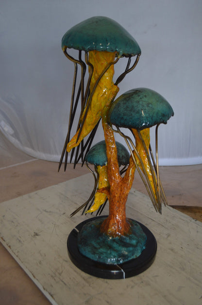 Three Jellyfish Bronze Statue -  Size: 12"L x 10"W x 22"H. 