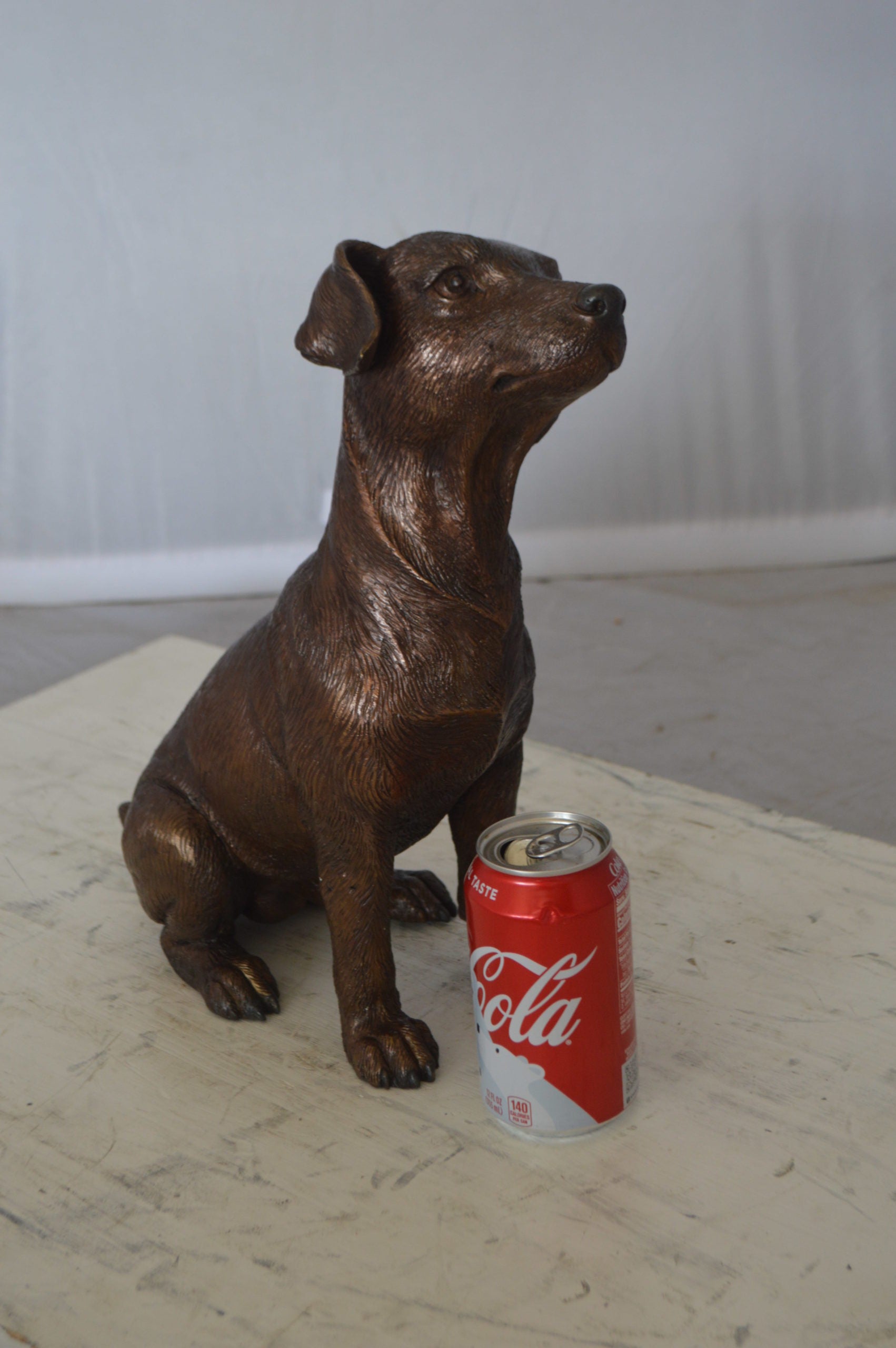 Jack Russel dog standing Bronze Statue -  Size: 10"L x 6"W x 14"H. 
