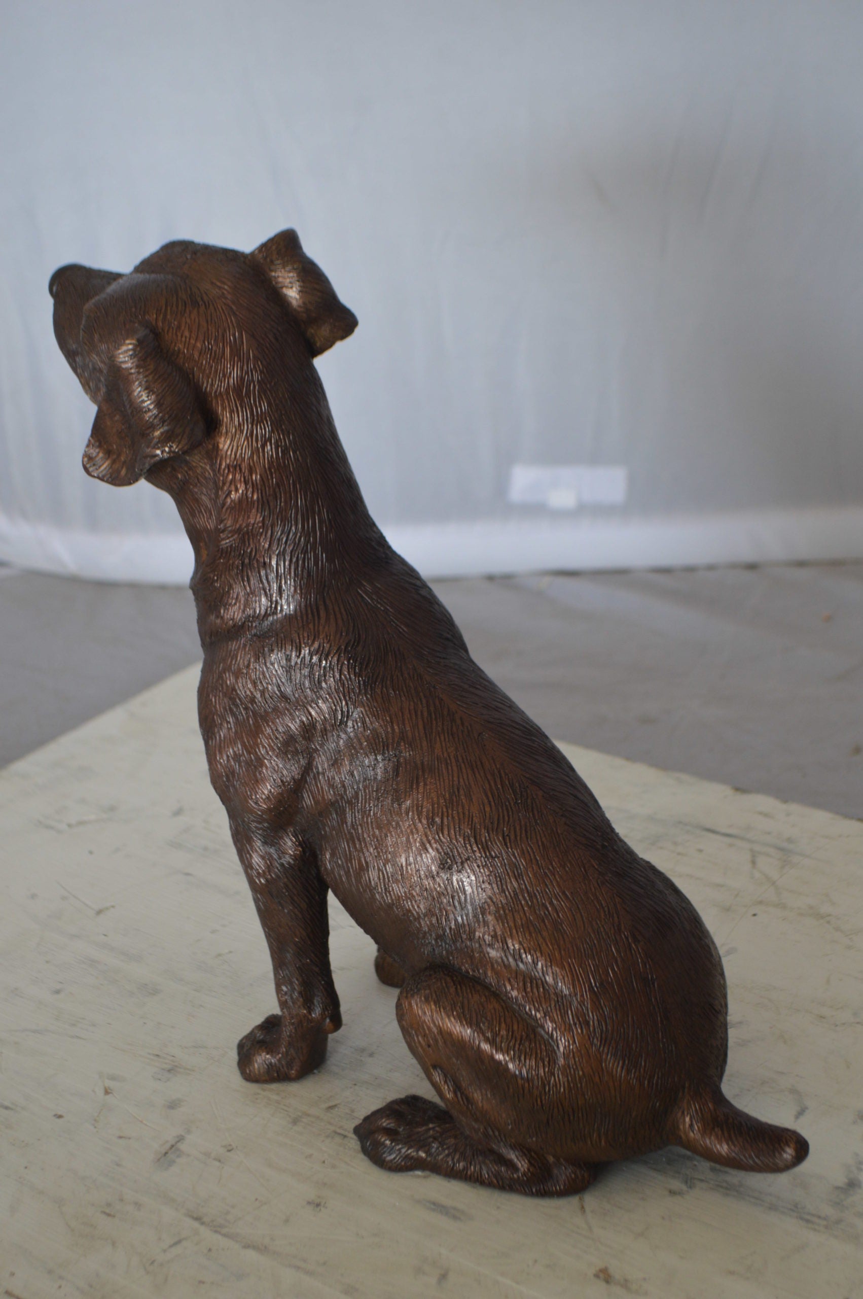 Jack Russel dog standing Bronze Statue -  Size: 10"L x 6"W x 14"H. 