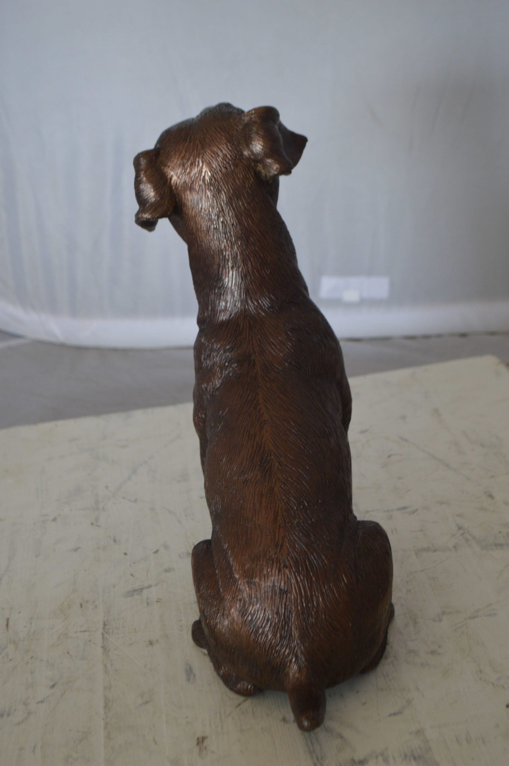 Jack Russel dog standing Bronze Statue -  Size: 10"L x 6"W x 14"H. 