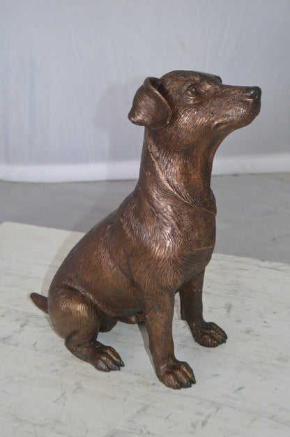 Jack Russel dog standing Bronze Statue -  Size: 10"L x 6"W x 14"H. 